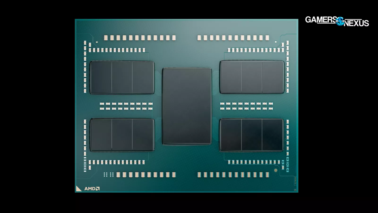 Render of delidded Threadripper PRO 7000 CPU.